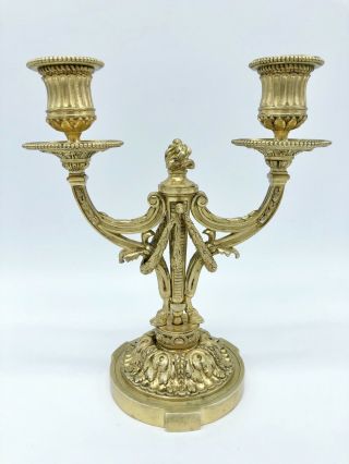 Antique Louis XVI Ormolu Gilt Bronze Baroque Double Candelabra Candle Holder 3