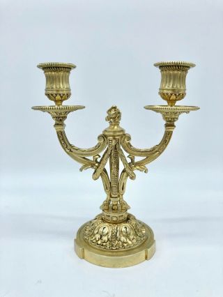 Antique Louis XVI Ormolu Gilt Bronze Baroque Double Candelabra Candle Holder 4