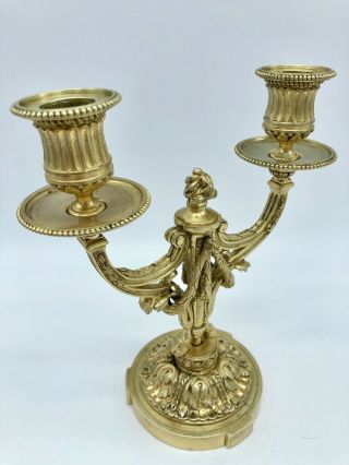 Antique Louis XVI Ormolu Gilt Bronze Baroque Double Candelabra Candle Holder 5