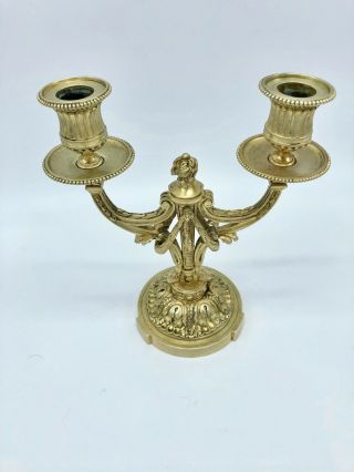 Antique Louis XVI Ormolu Gilt Bronze Baroque Double Candelabra Candle Holder 6
