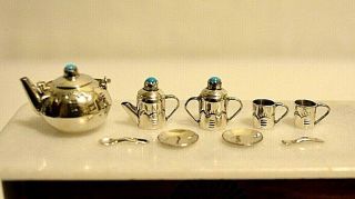 Miniature Sterling Silver Tea Set Dollhouse 1:12 Artist Elizabeth Whitman 2