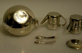 Miniature Sterling Silver Tea Set Dollhouse 1:12 Artist Elizabeth Whitman 7