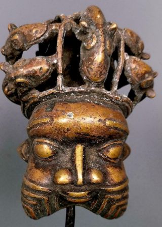Old Tribal Bamum Bronze Smoke Pipe Figure - - Cameroon Bn 53