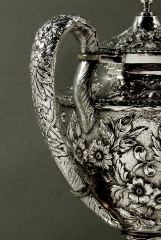 Kirk Sterling Silver Coffee Pot c1905 Hand Decorated 8