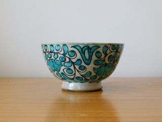 Old Antique Persian Islamic Green Glazed Ceramic Pottery Bowl