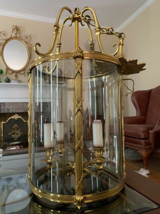 PRIVATE French Gilt Bronze Lantern Chandelier Foyer Ceiling Fixture Directoire 2