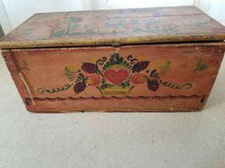 Peter Hunt painted clothes/toy chest.  1937.  Signed 