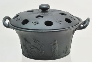 Rare Antique Wedgwood 5 Inch Black Basalt Pot Pourri 19th Century