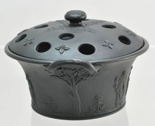 Rare Antique Wedgwood 5 Inch Black Basalt Pot Pourri 19th Century 4