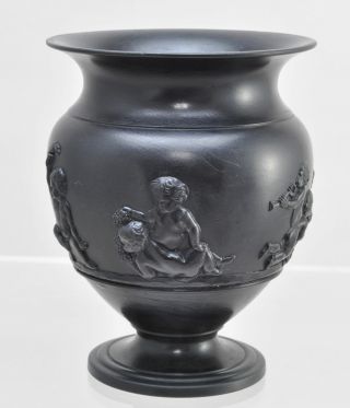 Antique Wedgwood 5 Inch Black Basalt Urn w Putti in High Relief 18th Century 4