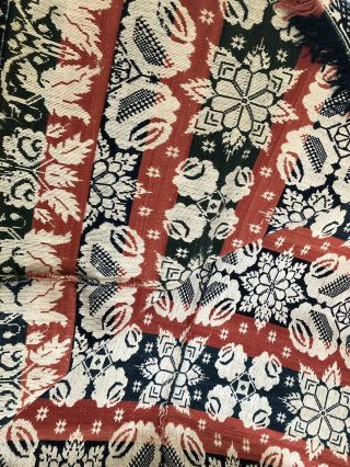Antique Americana 1853 W FASIG SIGNED Woven Coverlet Blanket CLARK CO ILLINOIS 10