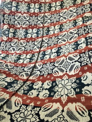 Antique Americana 1853 W FASIG SIGNED Woven Coverlet Blanket CLARK CO ILLINOIS 3