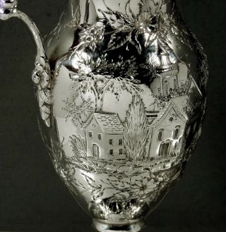 Kirk Sterling Pitcher c1905 Castle Pattern - Hand Decorated 4