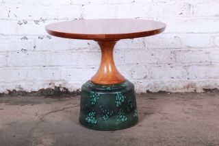 John Van Koert For Drexel Ceramic Base Occasional Table,  1956