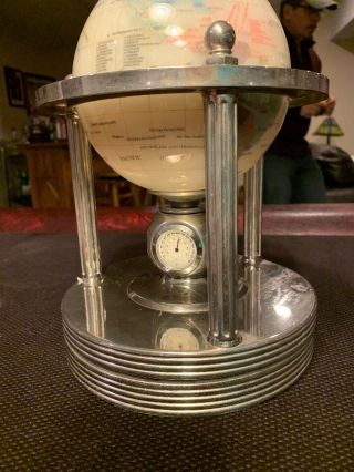 Mother of Pearl Gemstone Globe Rotating Clock.  Goldtone 4