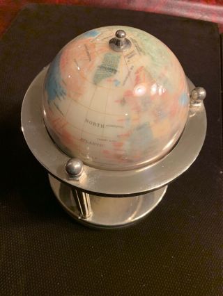 Mother of Pearl Gemstone Globe Rotating Clock.  Goldtone 6