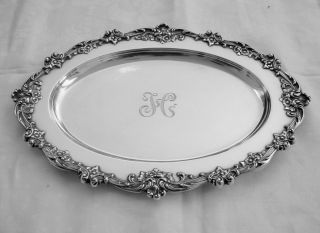 15 " Platter Heavy Applied Florals To Edge Gorham Sterling 1906 Gorgeous A4717