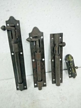 Antique Old Iron Door Latch Slide Bolt Lock 4 Pies
