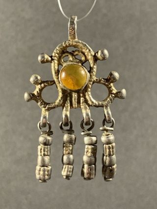 Very Rare Intact Ancient Viking Silver & Gold Guild Serpent Amulet - Circa 900ad
