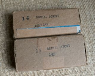 14pt Bridal Script Letterpress Type Caps And Lower Case Full Set