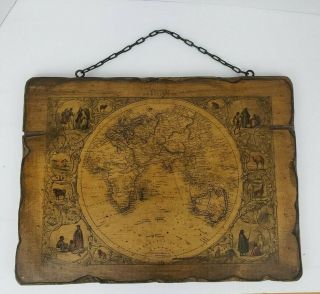 Antique World Map Eastern Hemisphere By John Tallis & Co Wooden Wall Plaque