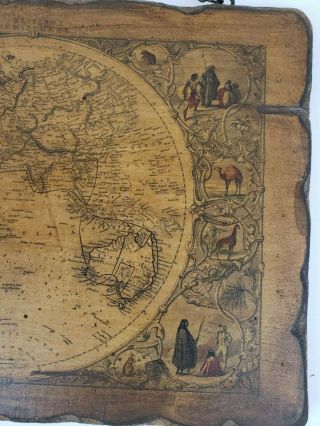 Antique World map Eastern Hemisphere by John Tallis & co Wooden wall plaque 3
