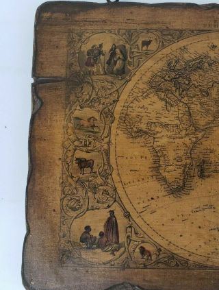 Antique World map Eastern Hemisphere by John Tallis & co Wooden wall plaque 4