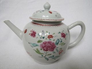 Antique 18th C Chinese Export Famille Rose Porcelain Teapot For French Market