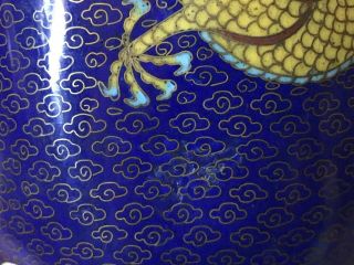 Estate 19th or 20th Lao Tian Li Five Toed Dragon Signed Cloisonne Enamel Vase 10