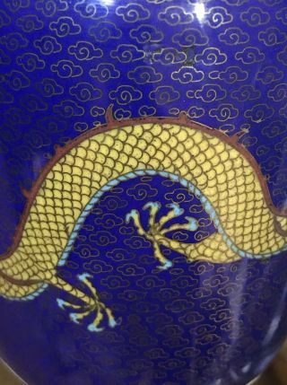 Estate 19th or 20th Lao Tian Li Five Toed Dragon Signed Cloisonne Enamel Vase 11