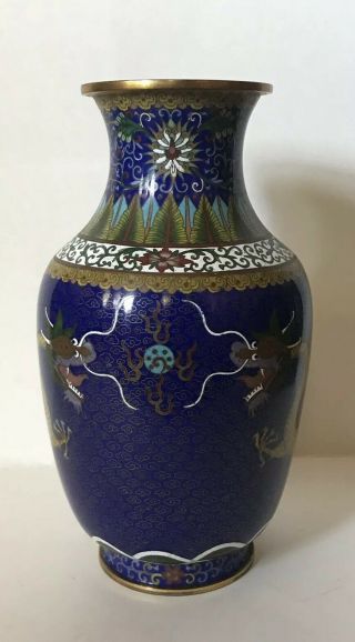 Estate 19th or 20th Lao Tian Li Five Toed Dragon Signed Cloisonne Enamel Vase 3