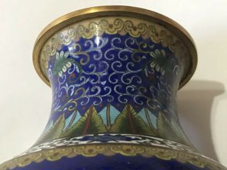 Estate 19th or 20th Lao Tian Li Five Toed Dragon Signed Cloisonne Enamel Vase 6