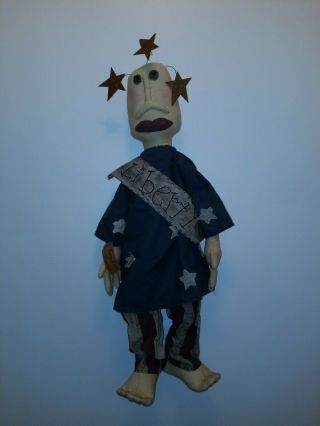 Primitive Retired Miss Liberty Cloth Doll By Honey And Me Stuffed Doll 28 Inches