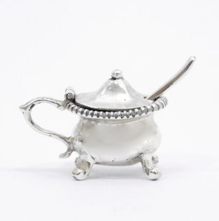 WILLIAM B.  MEYERS MINIATURE STERLING SILVER GEORGE III MUSTARD POT & SPOON RARE 7