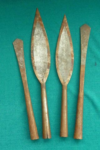 Four Vintage African? Tribal Art Spear Heads & Points