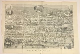 May 27,  1876 Harper’s Weekly Bird’s Eye View Of Philadelphia Map Print