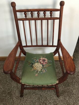 Great Vintage Childs Chair With Needlepoint Seat