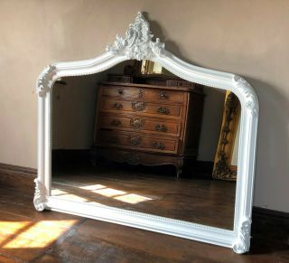 Pure Matt White Statement French Over Mantle Arch Fireplace Wall Mirror 143cm