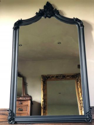 Matt Black Ornate French Arch Scroll Dress Floor Leaner Wall Mirror 7ft 2