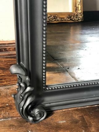 Matt Black Ornate French Arch Scroll Dress Floor Leaner Wall Mirror 7ft 4