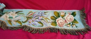 Large 130 " Handmade Needlepoint Runner Altar Curtain Flower Roses Lys Iris