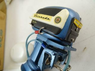 Vintage Miniature Evinrude Outboard Model Motor Engine Big Twin Blue w/Box Old 4