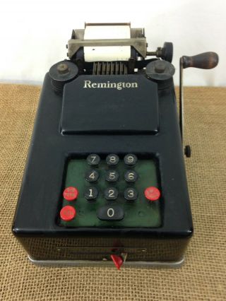 Antique Vtg Remington Rand Art Deco Hand Crank Adding Machine