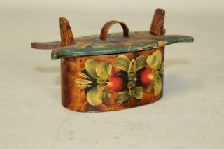 Very Rare Miniature Pa German 19th C Paint Decorated Folk Art Oval Brides Box