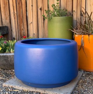 70s Incredible Blue Vtg Architectural Pottery Planter Cp - 17 Tire Mid Century Mod