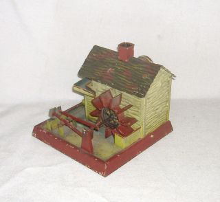 Antique WATER WHEEL HOUSE w/HAMMERS.  GERMAN STEAM ENGINE Accessory Toy.  Marklin? 4