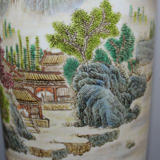 Chinese Old Pair Marked Famille Rose Colored Landscape Pattern Porcelain Vases 10