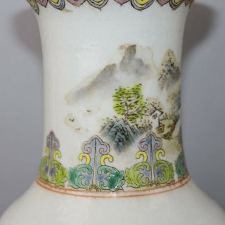 Chinese Old Pair Marked Famille Rose Colored Landscape Pattern Porcelain Vases 9