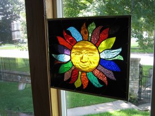 3D Smiling Sun Stained Glass Windows Panel 10