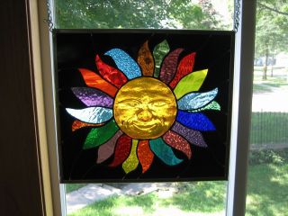 3d Smiling Sun Stained Glass Windows Panel